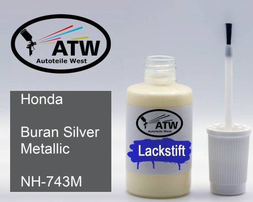 Honda, Buran Silver Metallic, NH-743M: 20ml Lackstift, von ATW Autoteile West.